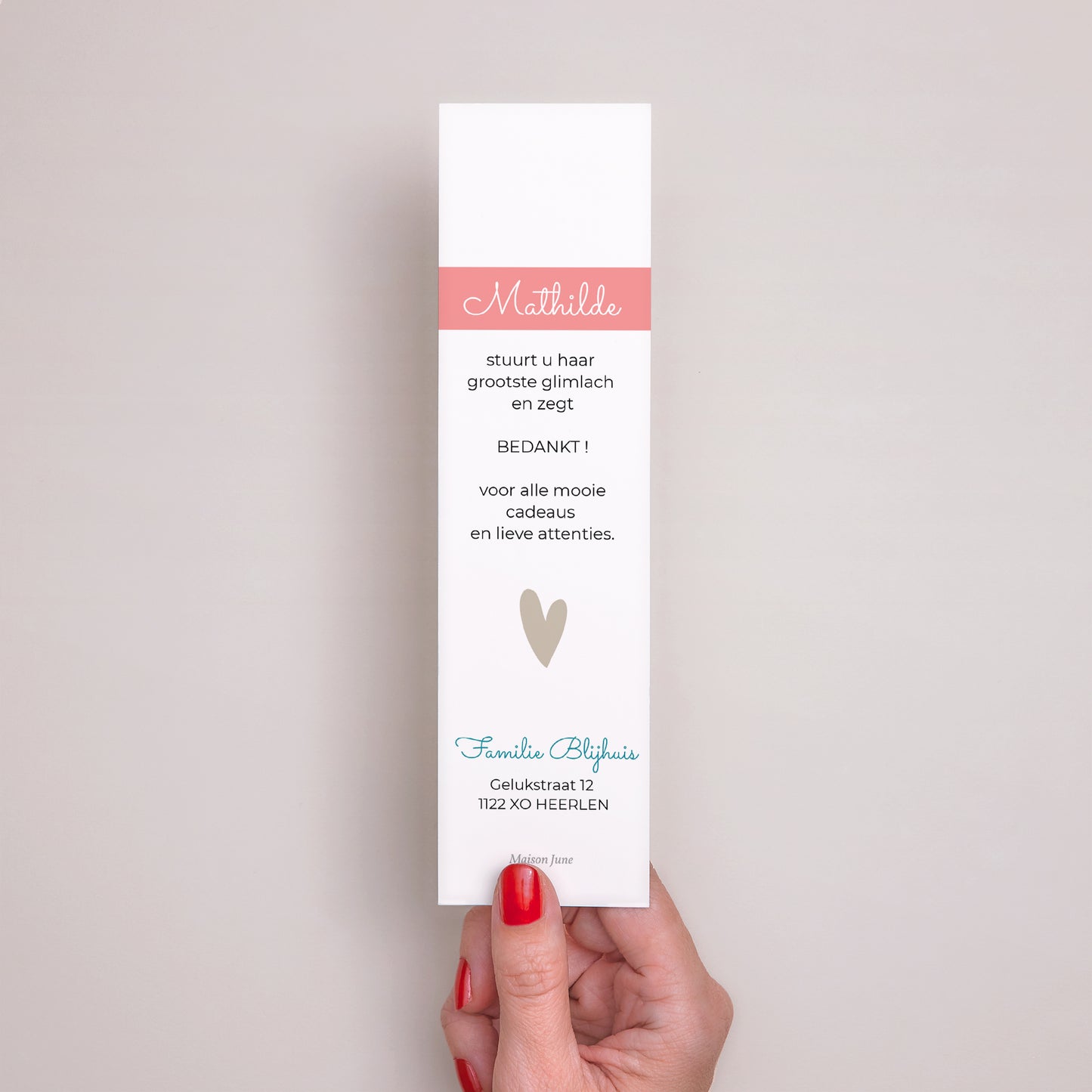 Bedankkaart Geboorte Bladwijzer Gekleurde blokken foto N° 3