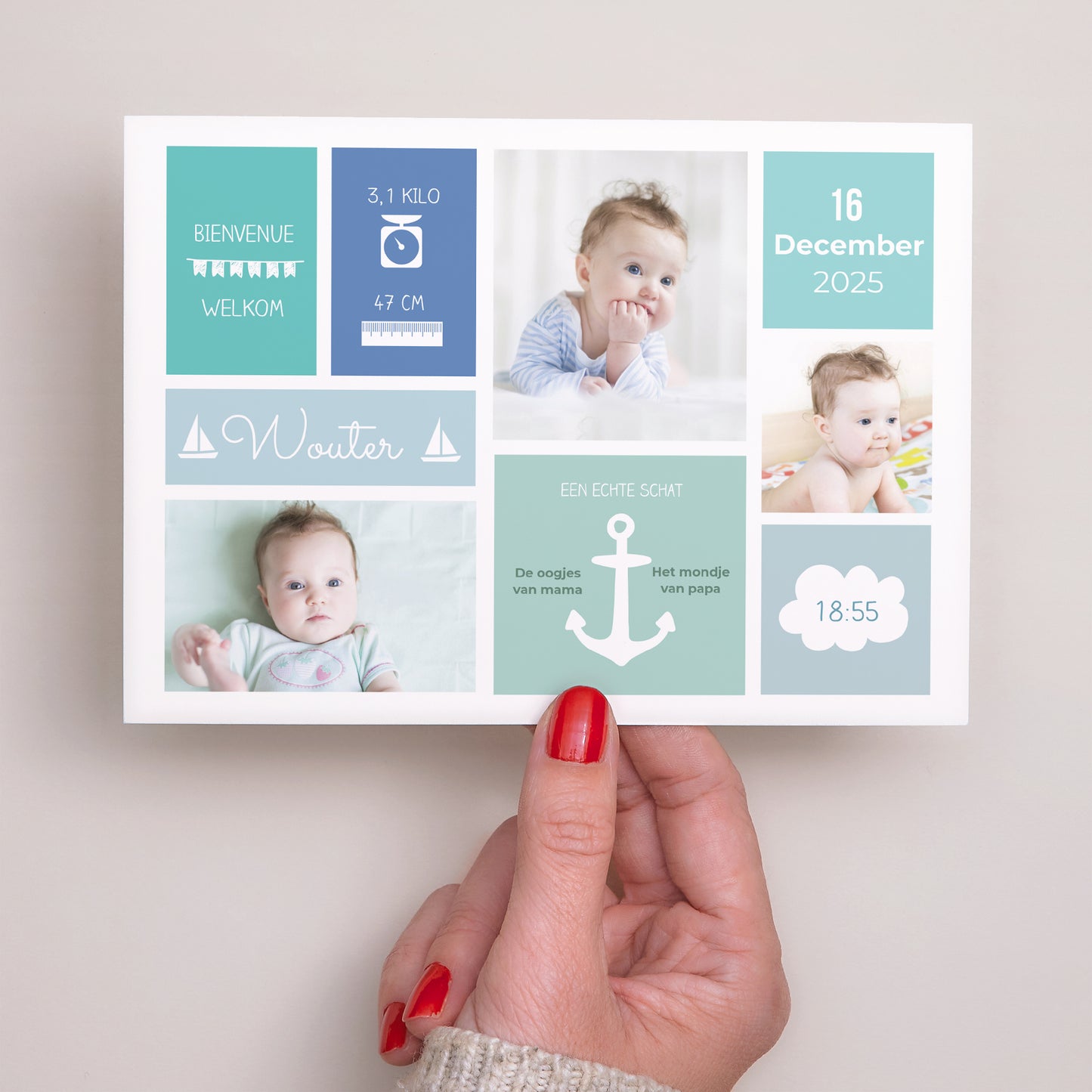 Uitnodigingskaart Geboorte Landschap Kleine boten foto N° 3