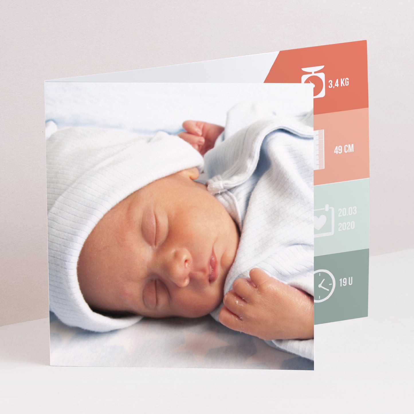 Uitnodigingskaart Geboorte Twee asymmetrische panelen Driehoekstrend foto N° 1