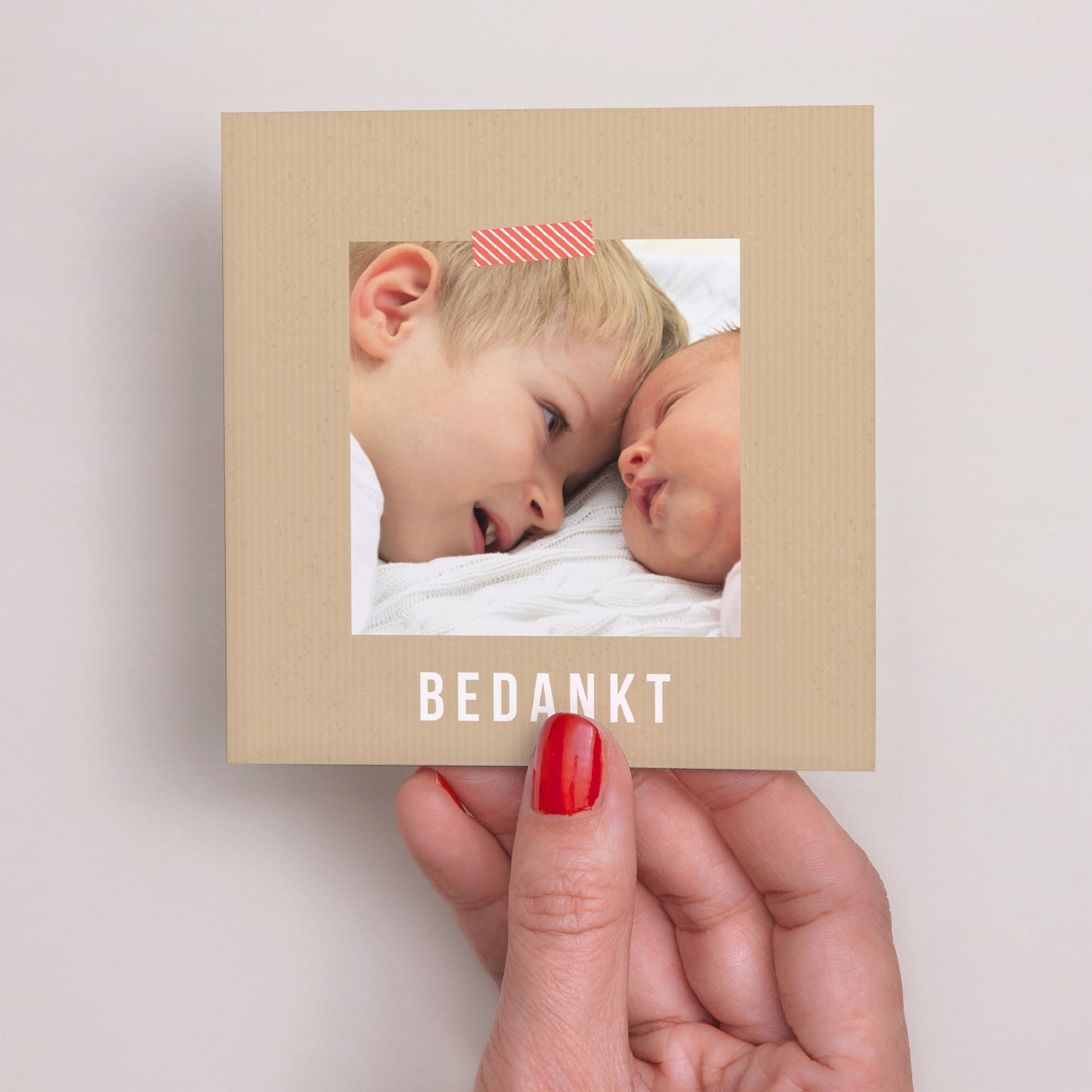 Bedankkaart Geboorte Vierkant Ticket Naissance foto N° 2