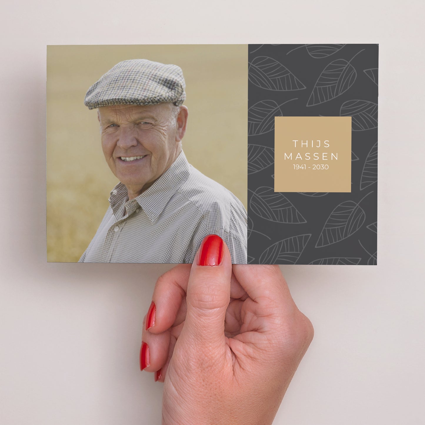 Uitnodigingskaart Overlijden Landschap Rouwende bladeren foto N° 3