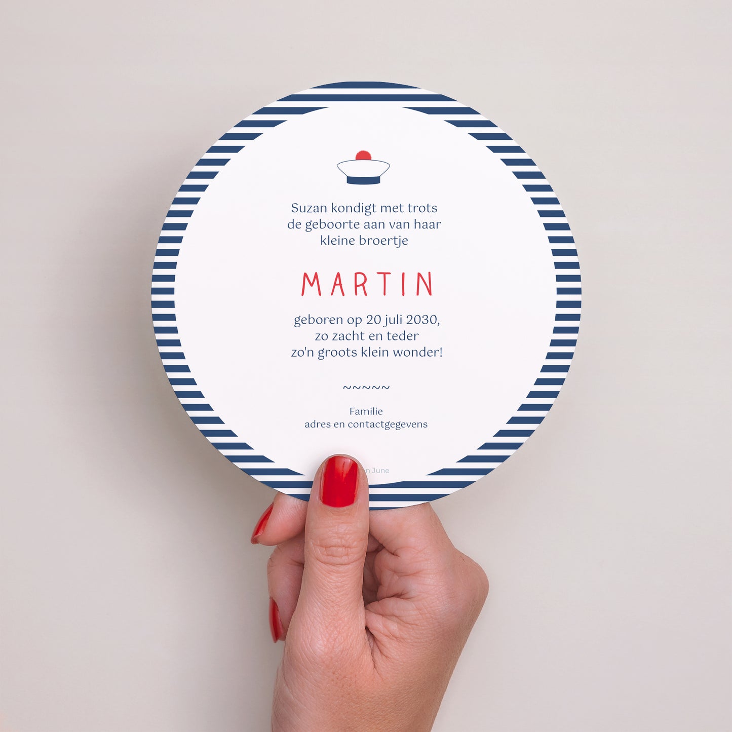 Uitnodigingskaart Geboorte Rond Kleine mousse foto N° 3