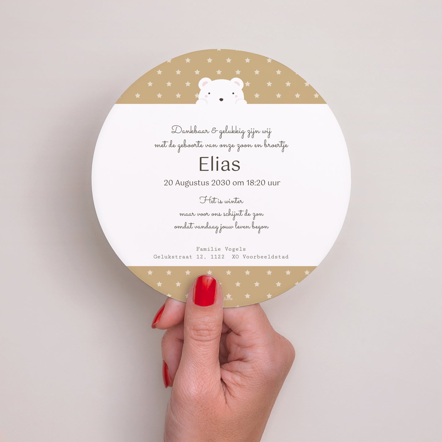 Uitnodigingskaart Geboorte Rond Drie beren foto N° 3