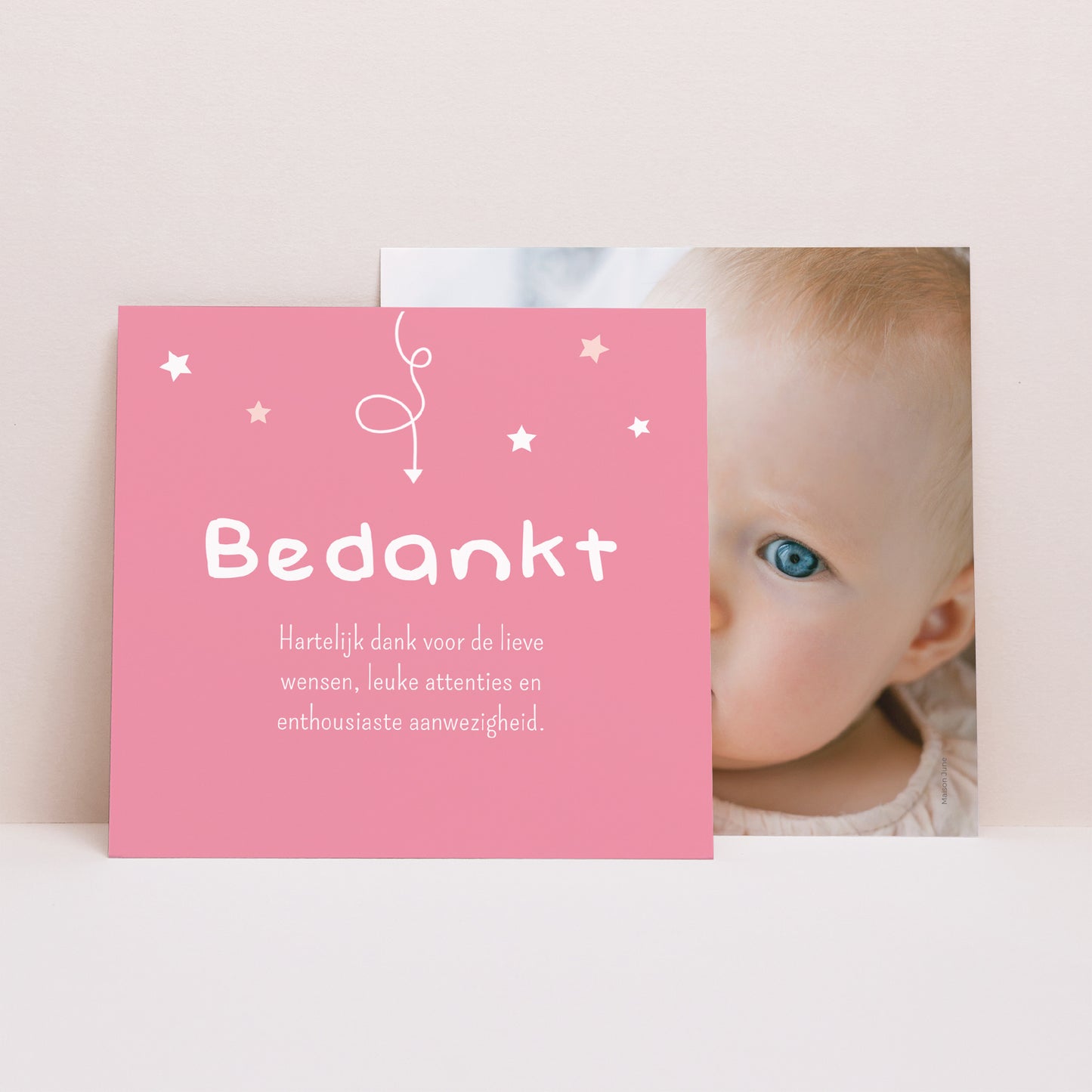 Bedankkaart Geboorte Vierkant Raadsel foto N° 1