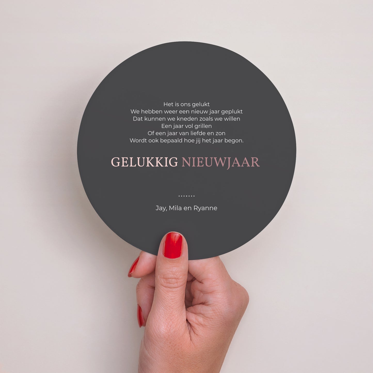 Wenskaart Eindejaar Rond Bubbels en glitter foto N° 3