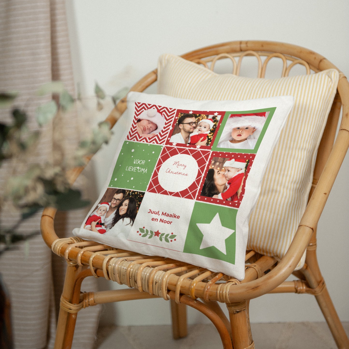Kussen Objecten Natuurlijk beige Damier de Noel foto N° 2