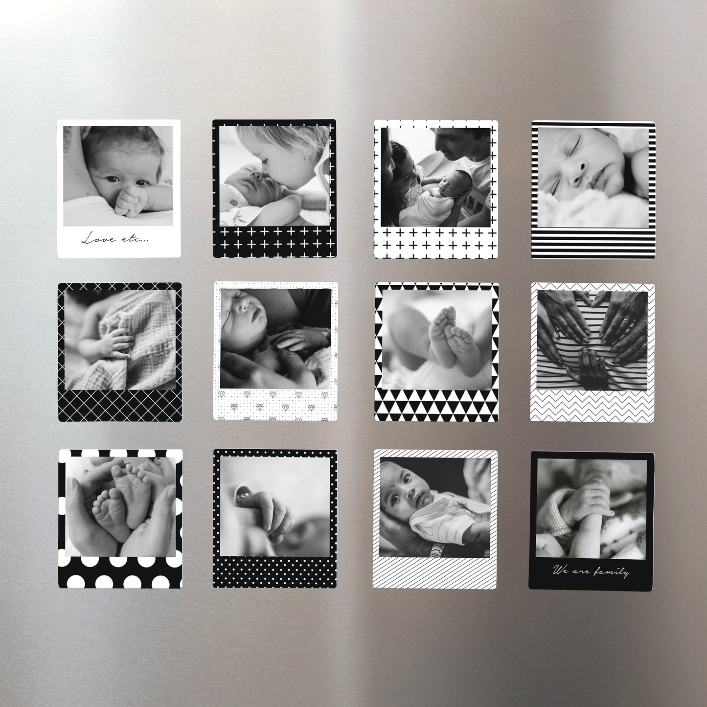 Fotoprint Foto's Set van 12, magnetisch Magneet B&W foto N° 1