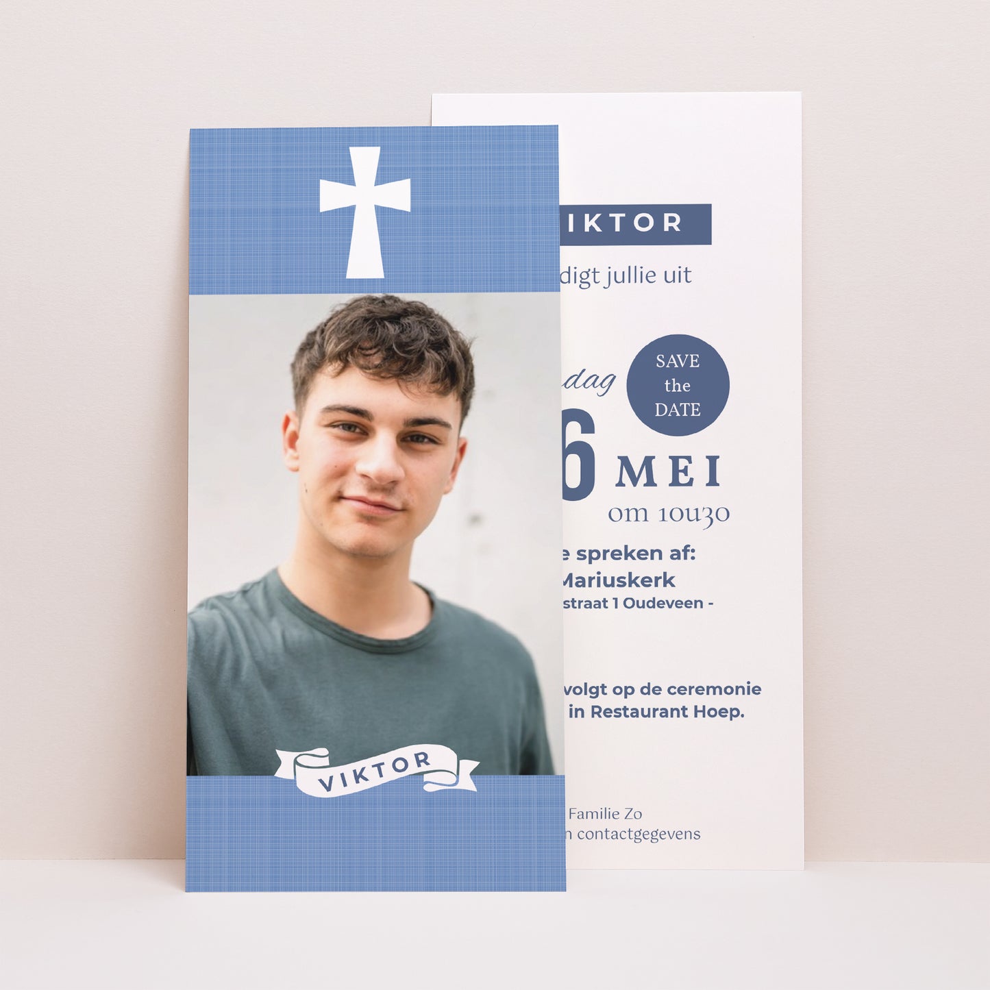 Uitnodigingskaart Confirmatie Panoramisch portret Adem van de Blauwe Geest foto N° 1