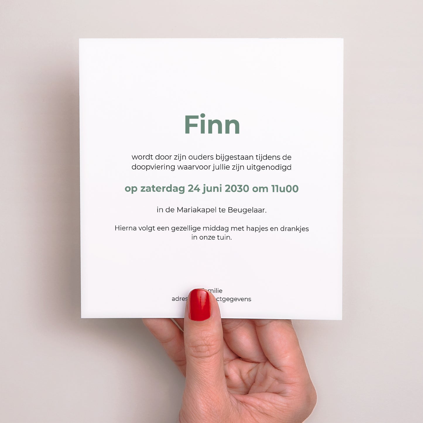 Uitnodigingskaart Doop Vierkant Mag stijl foto N° 3