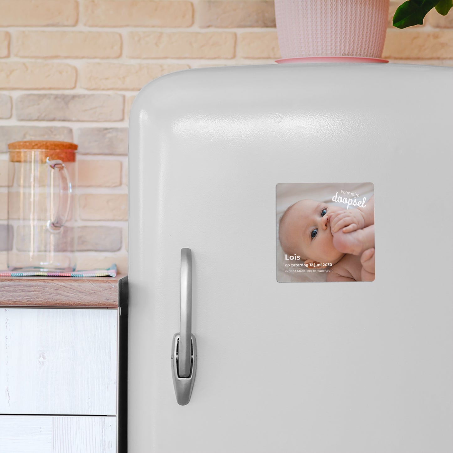 Uitnodigingskaart Doop Set van 9, magnetisch. Coeur Pastel foto N° 4