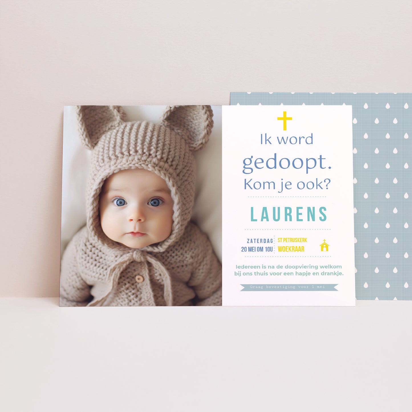 Uitnodigingskaart Doop Landschap Een wereld vol blues foto N° 1