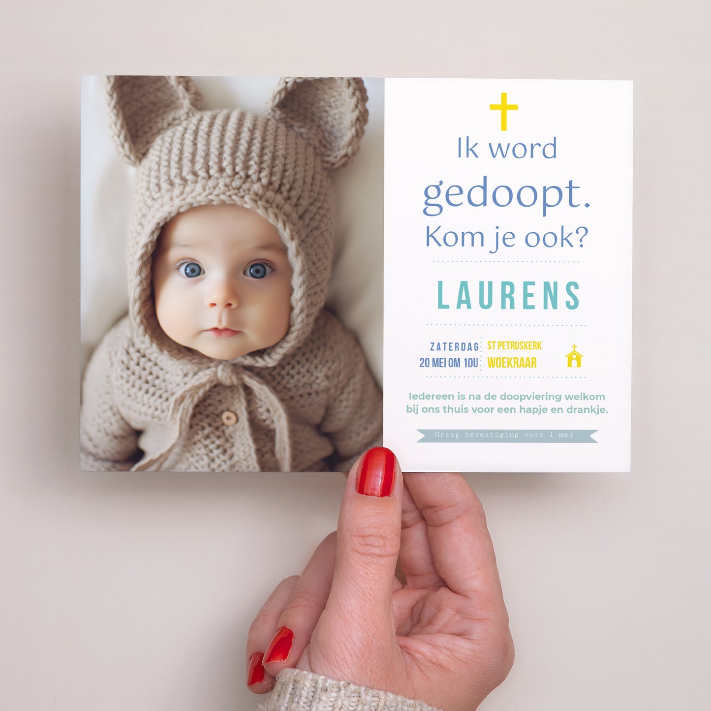 Uitnodigingskaart Doop Landschap Een wereld vol blues foto N° 3