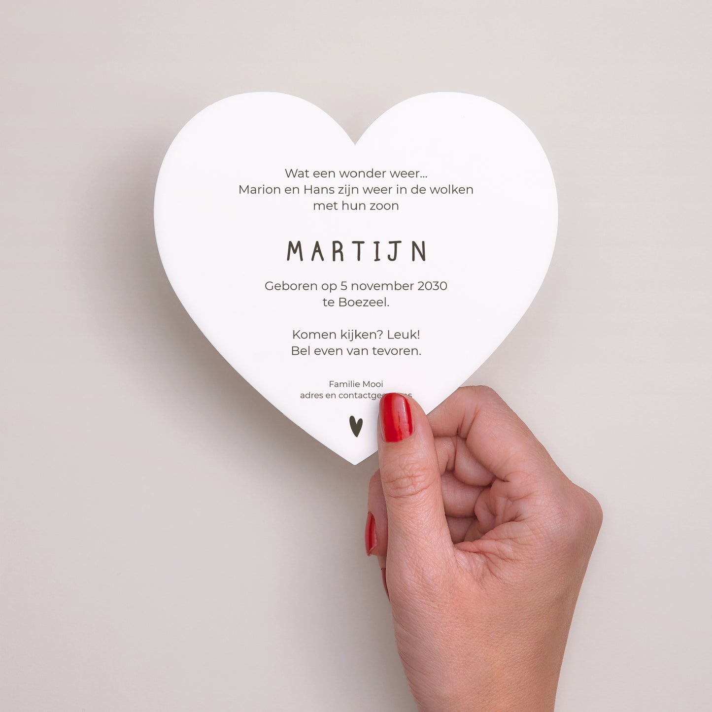 Uitnodigingskaart Geboorte Hart Met liefde gemaakt foto N° 3