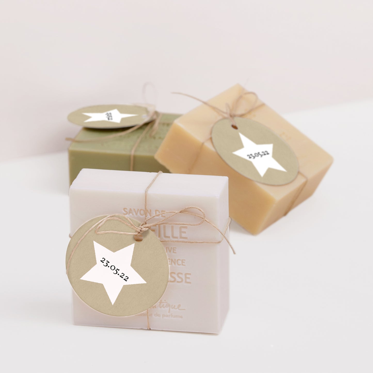 Cadeaulabel Geboorte Ronde Kraft Vintage foto N° 2