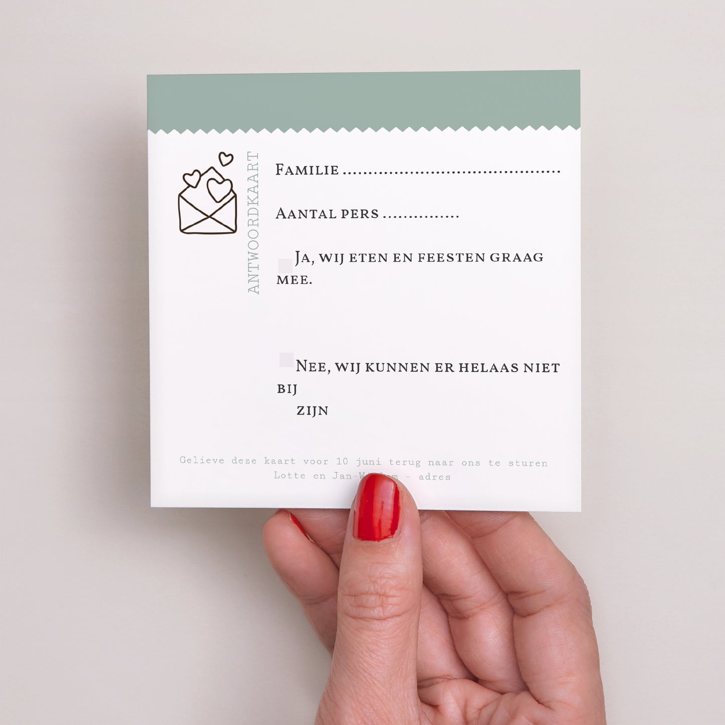 RSVP kaart Huwelijk Vierkant Aard Grafisch foto N° 2