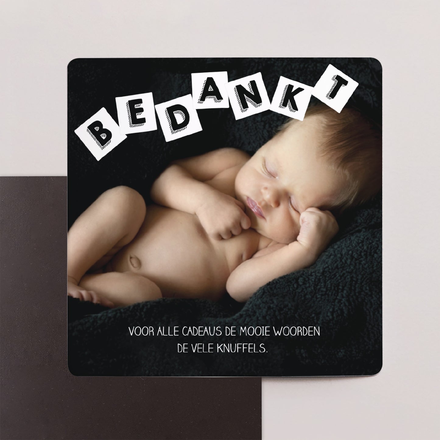 Bedankkaart Geboorte Set van 9, magnetisch. Baby alfabet foto N° 1