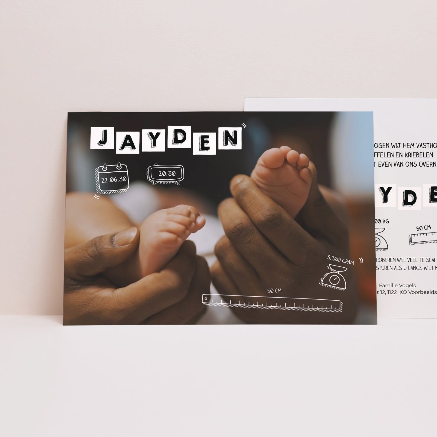 Uitnodigingskaart Geboorte Landschap Baby alfabet foto N° 1