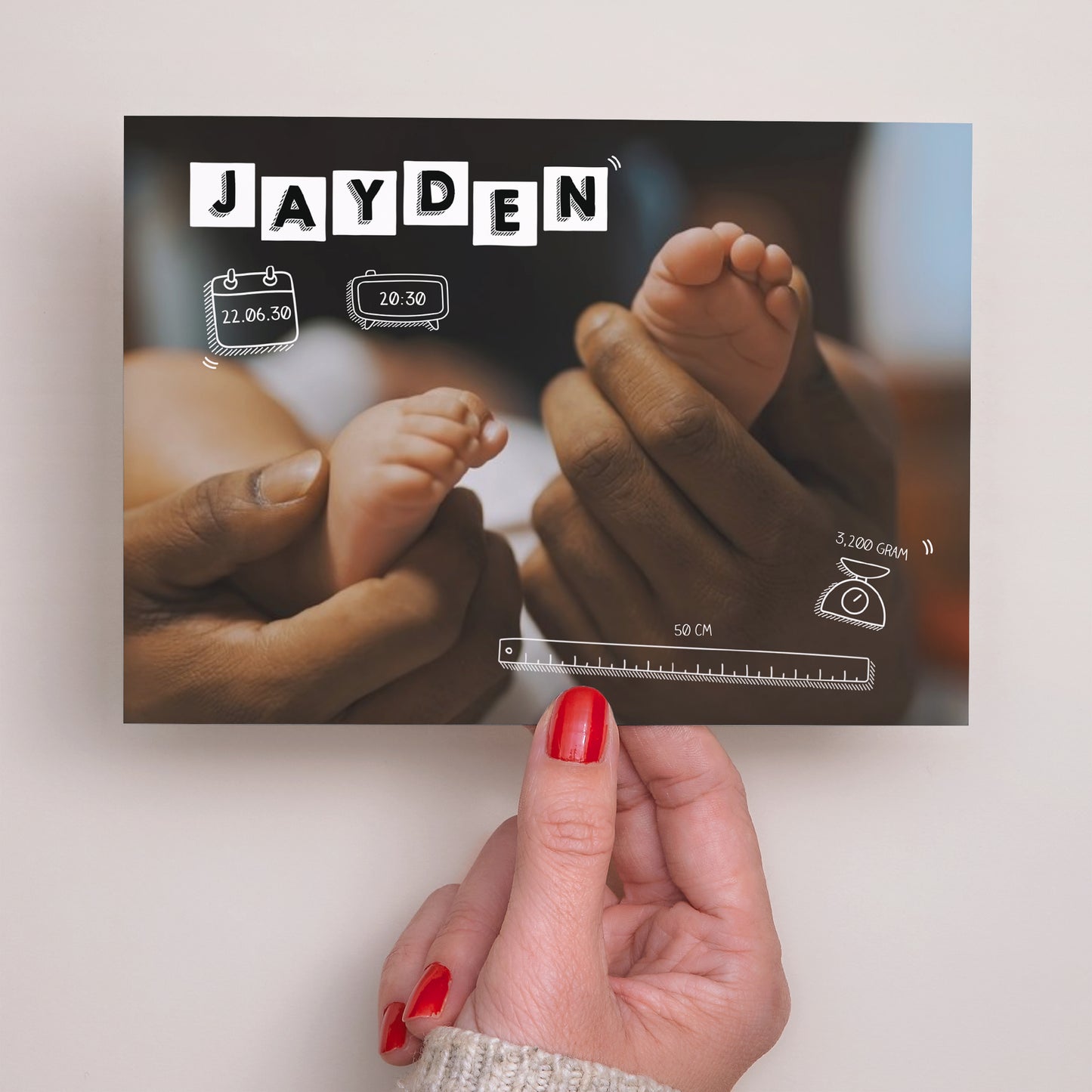 Uitnodigingskaart Geboorte Landschap Baby alfabet foto N° 3