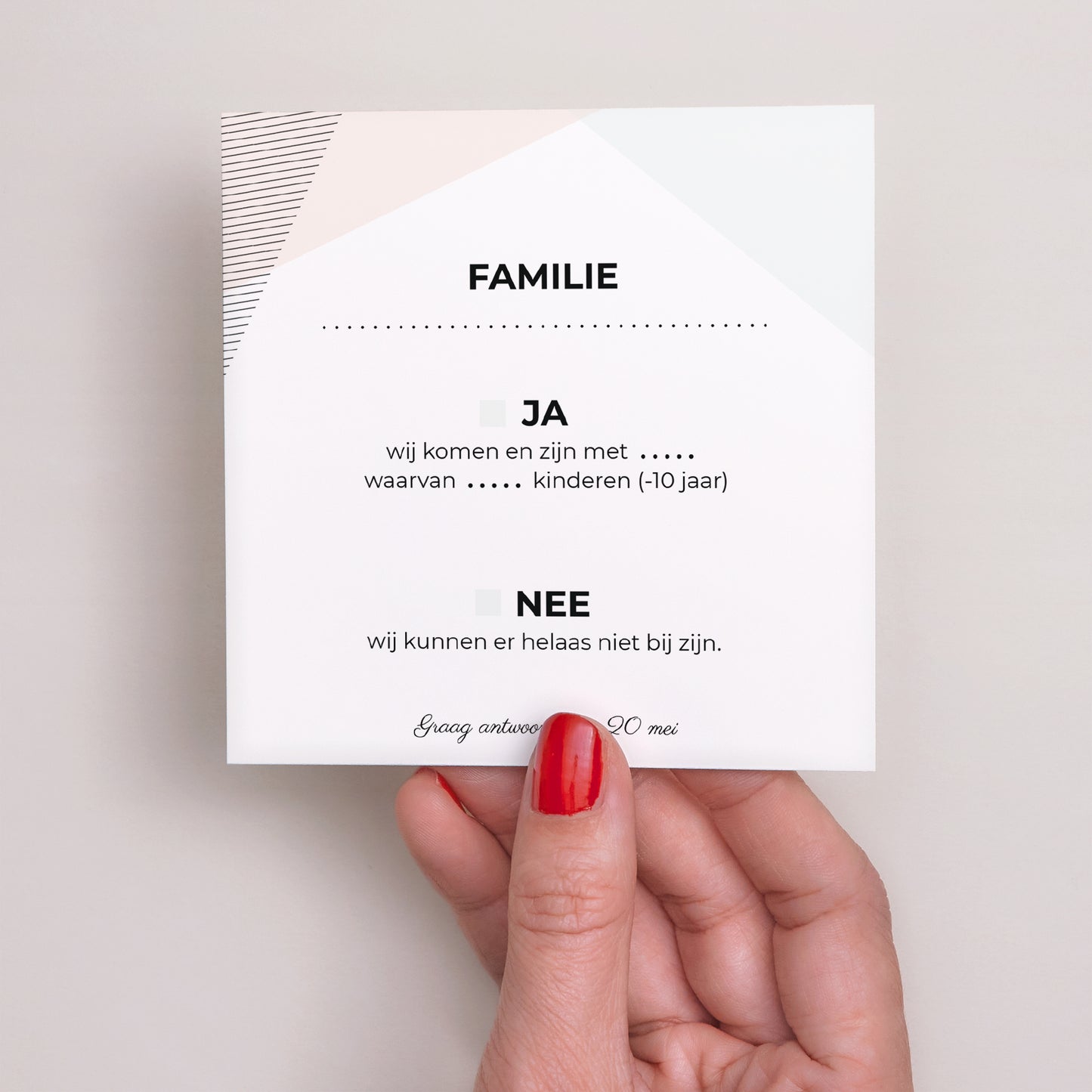 RSVP kaart Huwelijk Vierkant Kubistische stijl foto N° 2