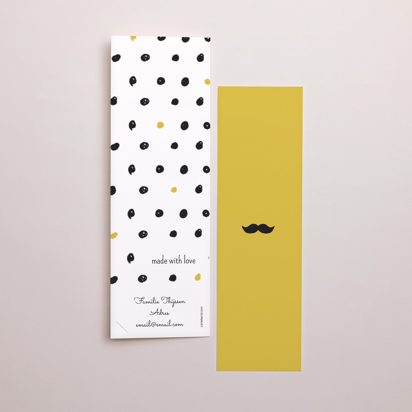 Uitnodigingskaart Geboorte Fotocabine bladwijzer Snor en erwten foto N° 3