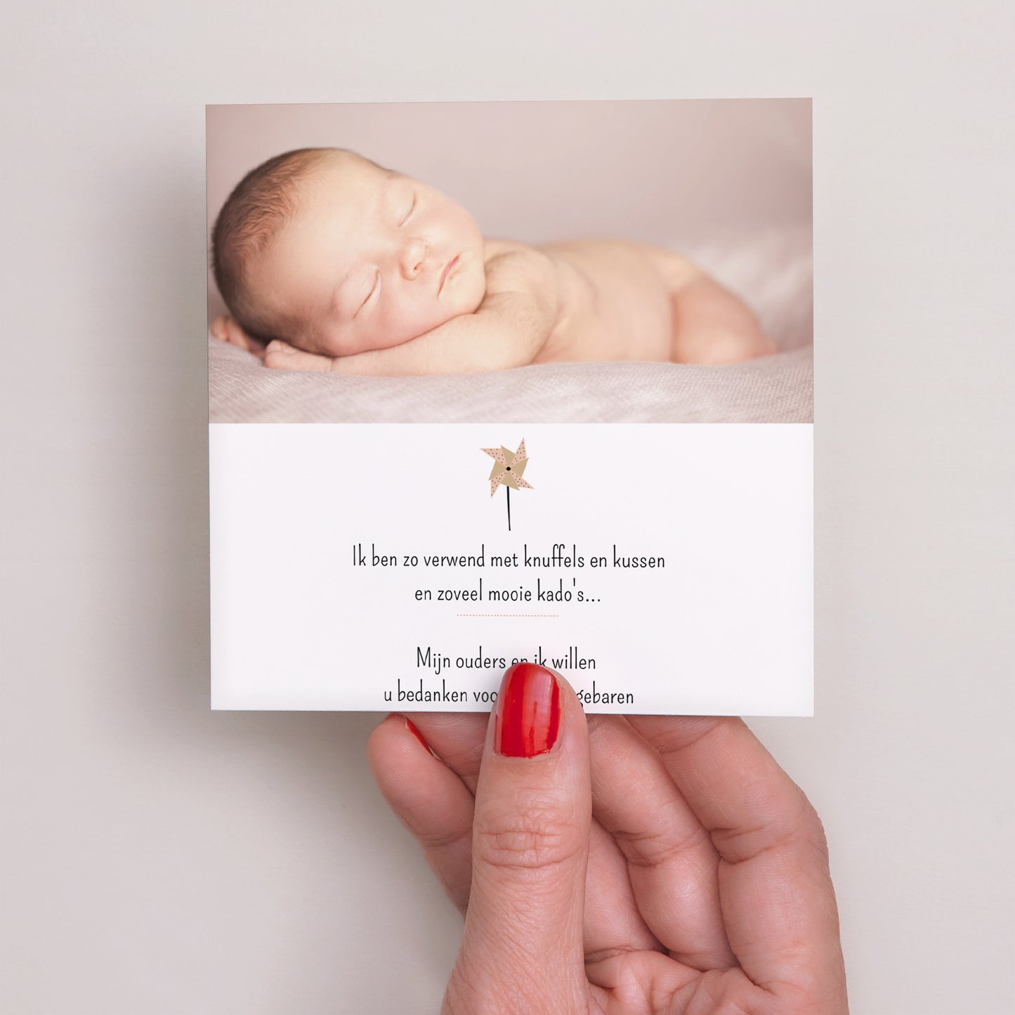 Bedankkaart Geboorte Vierkant Zoete Origami foto N° 3