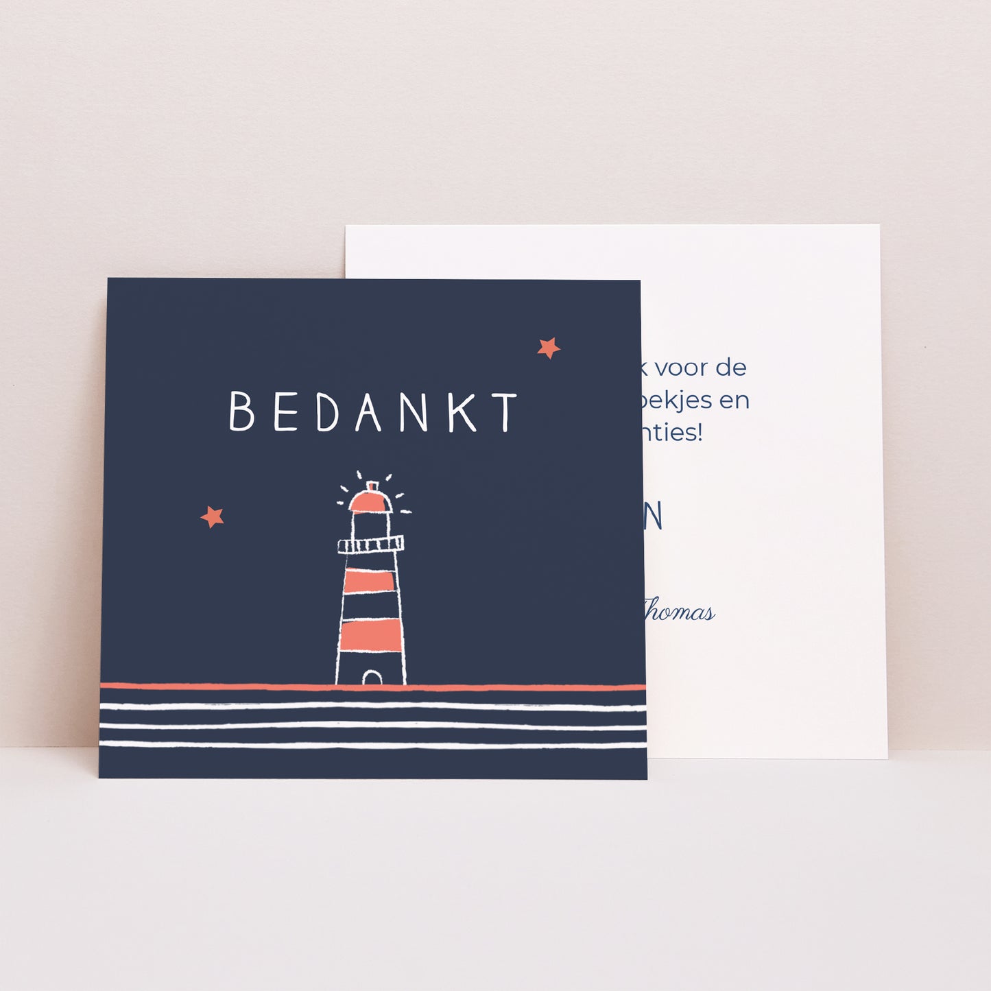 Bedankkaart Geboorte Vierkant Petit Navire foto N° 1