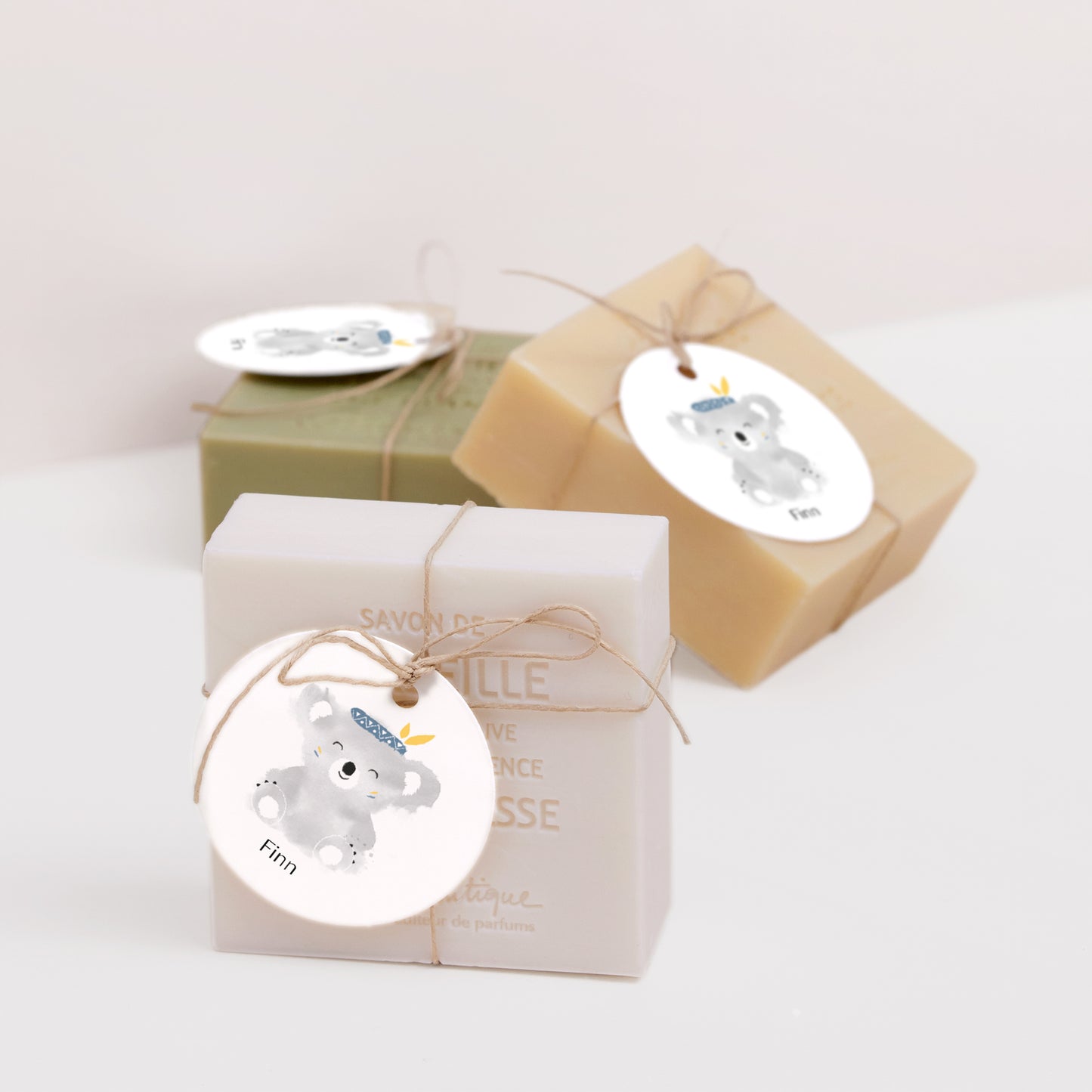 Cadeaulabel Geboorte Ronde Blauwe Koala foto N° 2