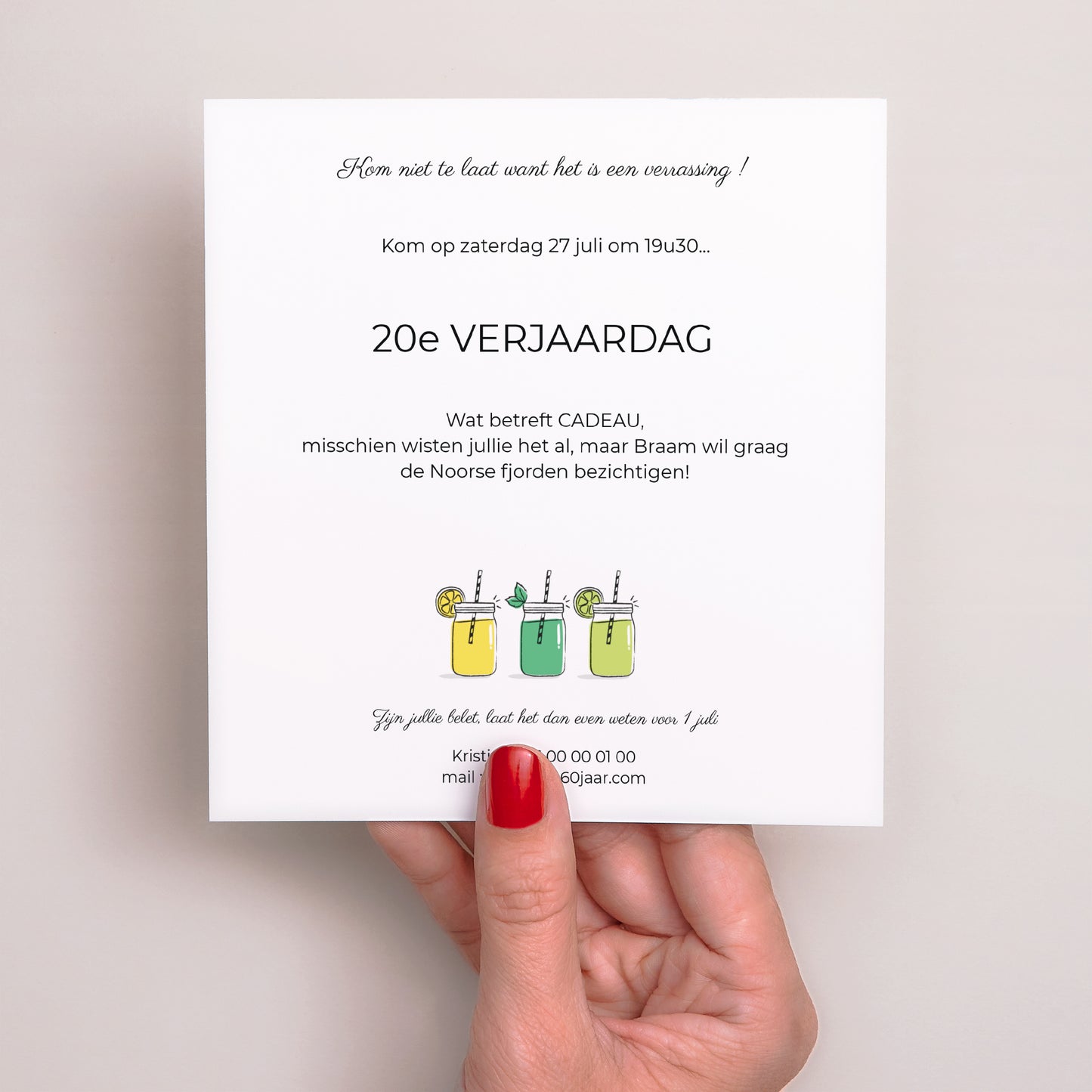 Uitnodigingen Verjaardag Volwassene Vierkant Limonadefeest foto N° 3