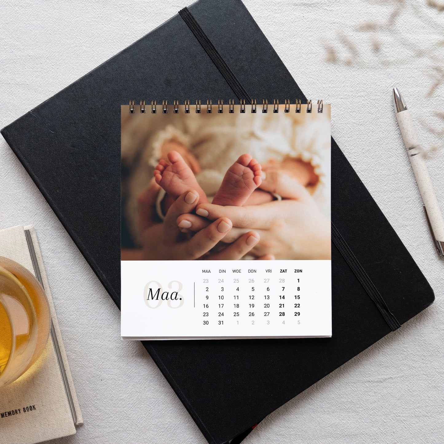 Kalender Eindejaar Bureau, ezel Gekoesterde familie foto N° 3