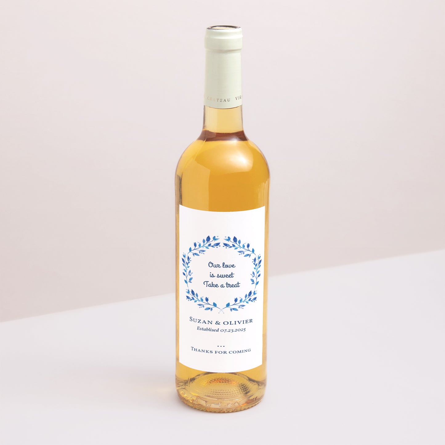 Flesetiket Huwelijk Portret Mediterrane accenten foto N° 1