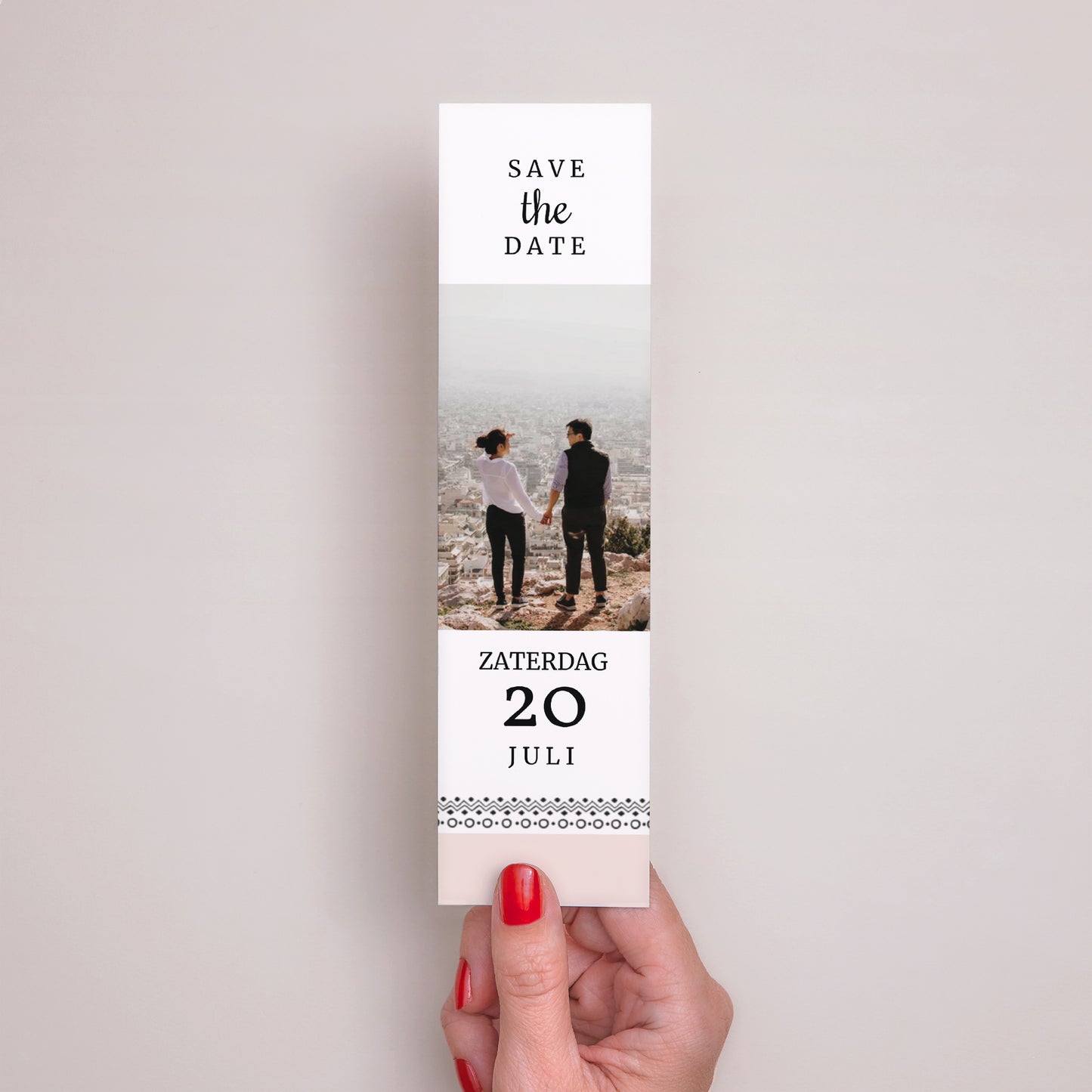 Save the date kaart Huwelijk Bladwijzer Boho krans foto N° 2