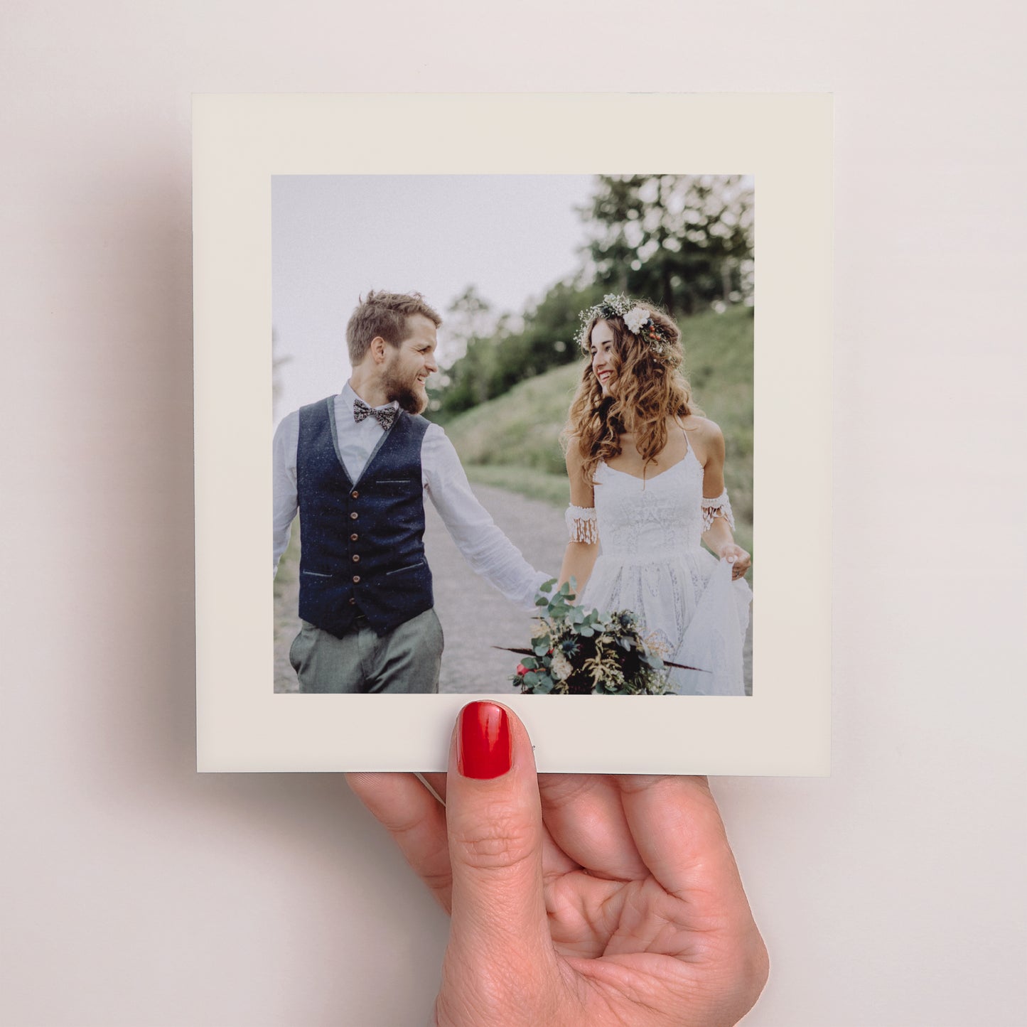 Bedankkaart Huwelijk Vierkant Boeket van lavendel foto N° 1