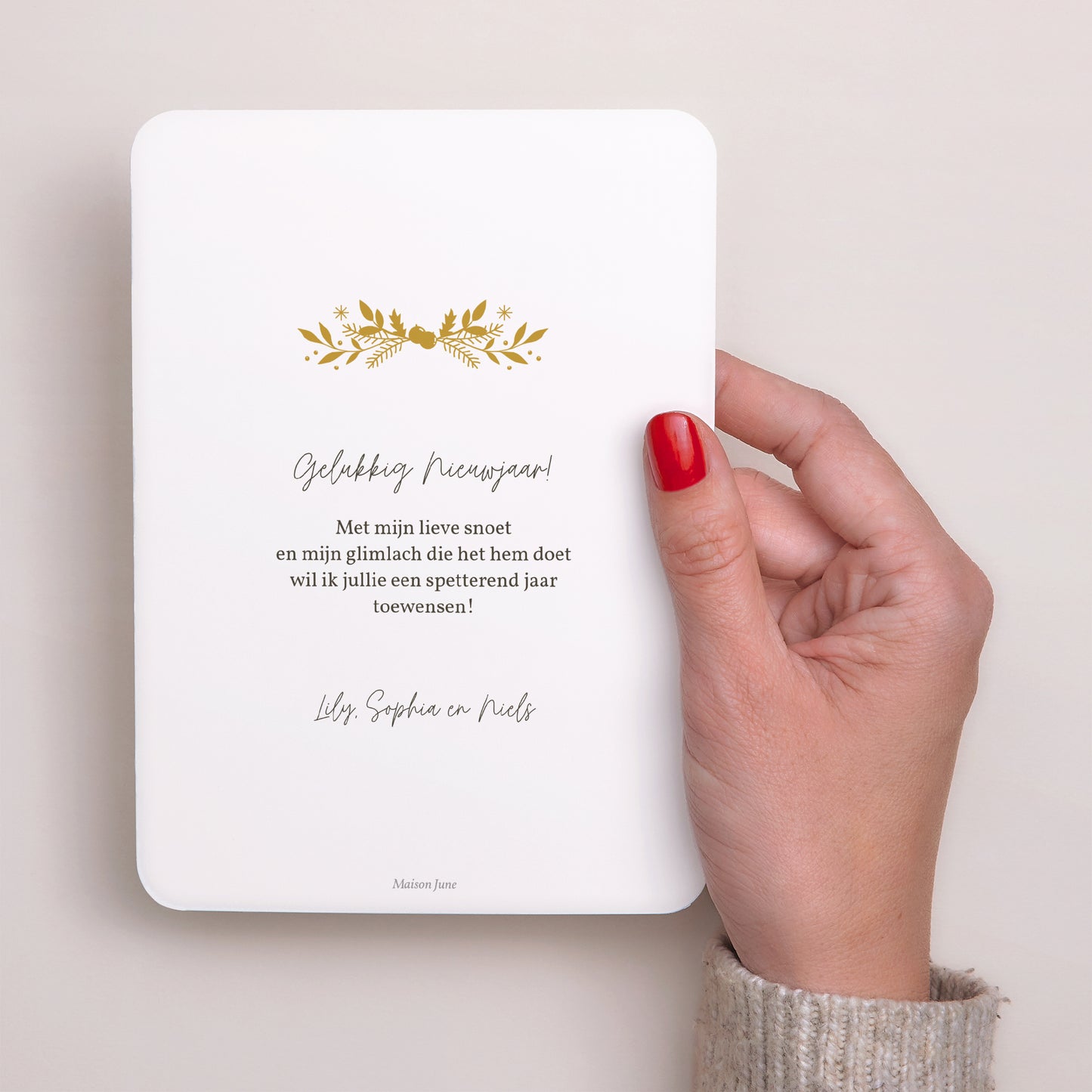 Wenskaart Eindejaar Portret, afgeronde randen Chique wensen foto N° 3