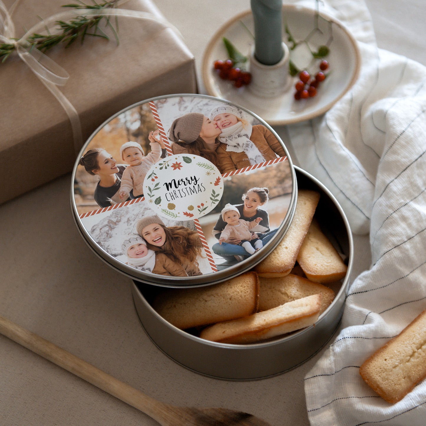 Metalen doos Objecten Ronde Kerstmis is zoet foto N° 3