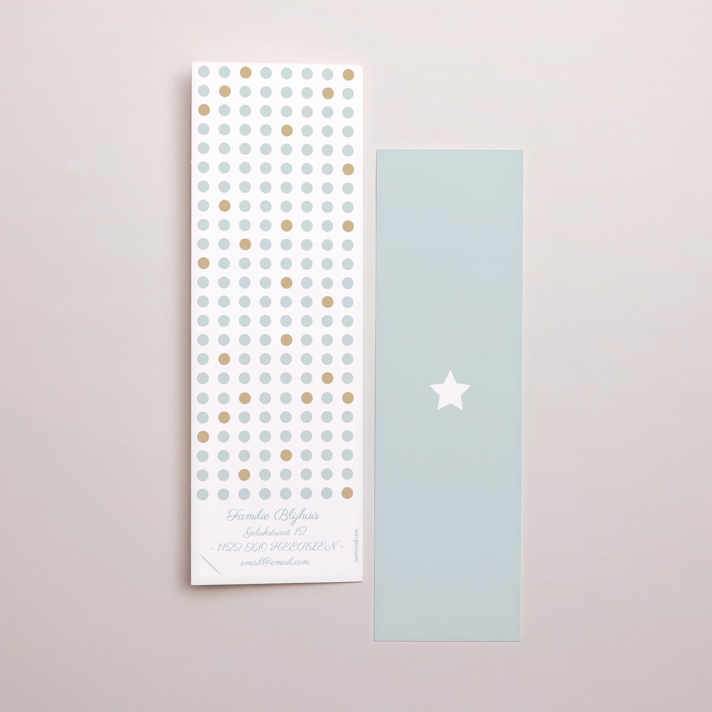 Uitnodigingskaart Geboorte Fotocabine bladwijzer Gouden olifant foto N° 3