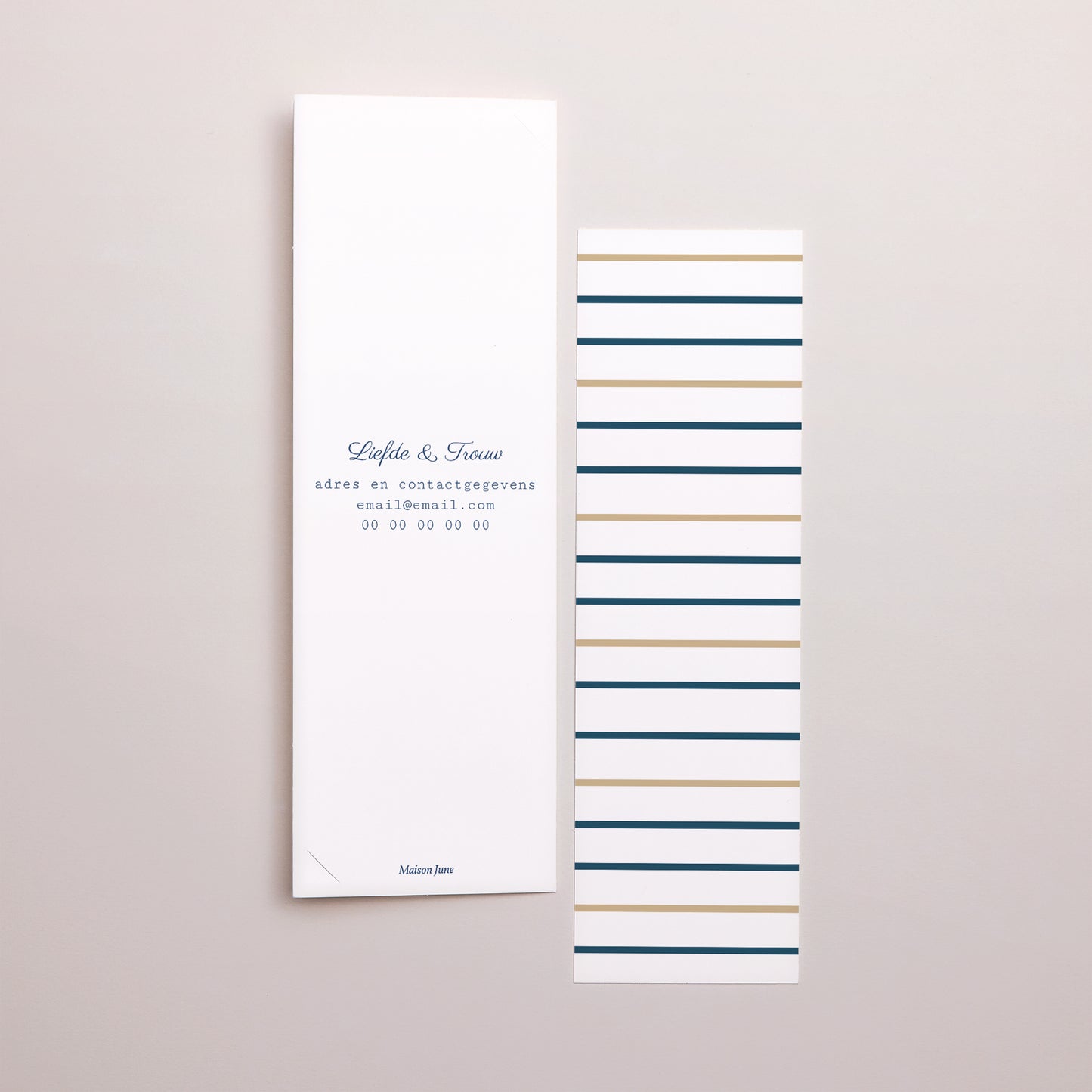 Uitnodigingskaart Huwelijk Fotocabine bladwijzer Blauw goud foto N° 3