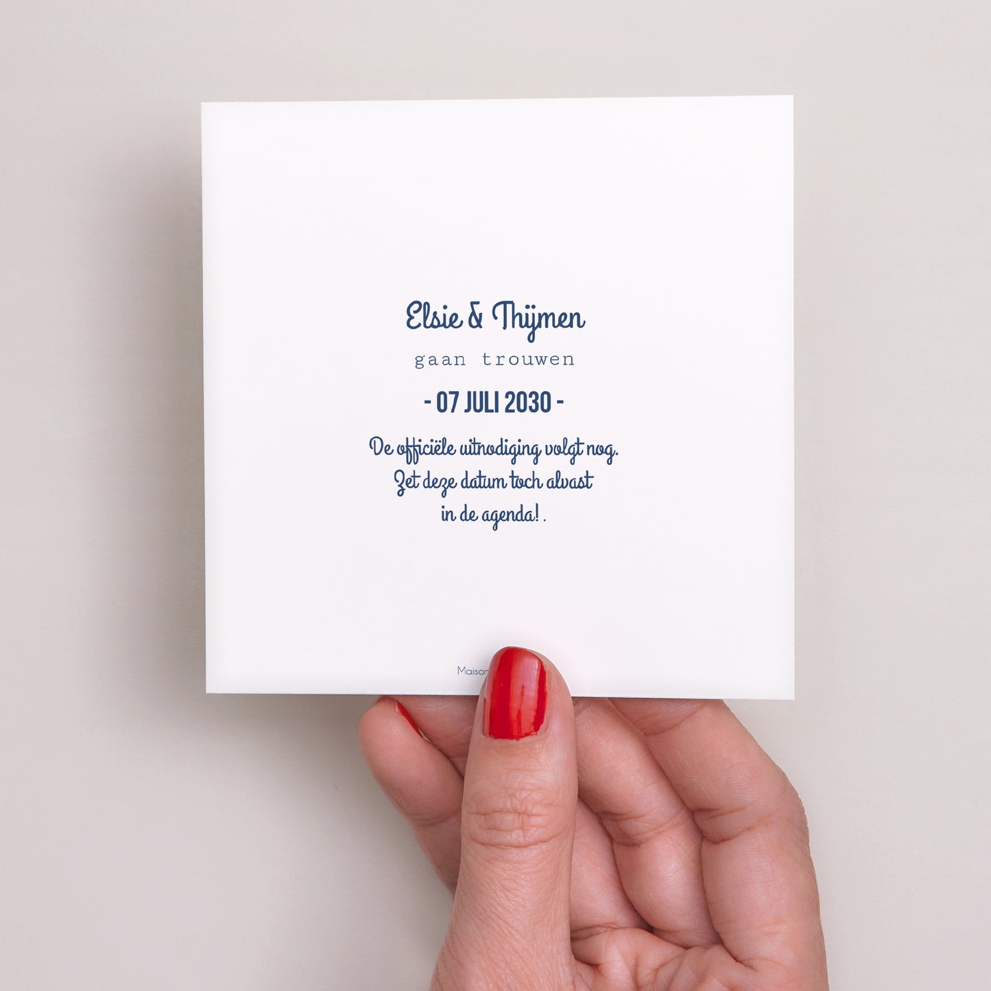 Save the date kaart Huwelijk Vierkant Blauw goud foto N° 3