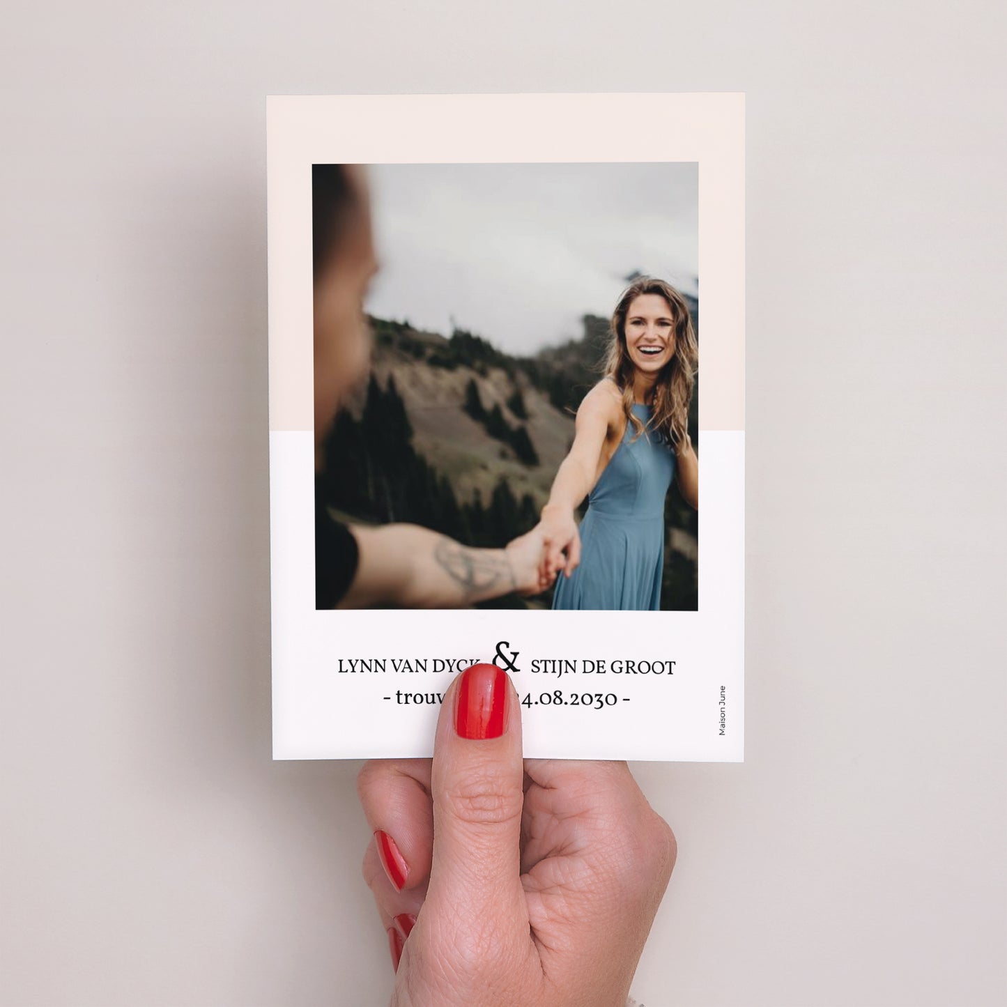 Save the date kaart Huwelijk Portret Kraft & Kleur foto N° 3