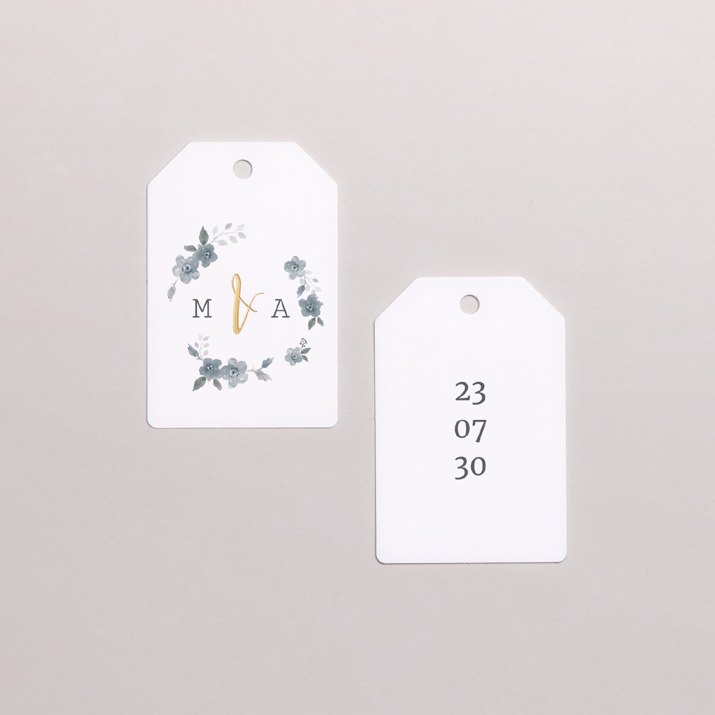 Cadeaulabel Huwelijk Vlag Botanisch blauw foto N° 1