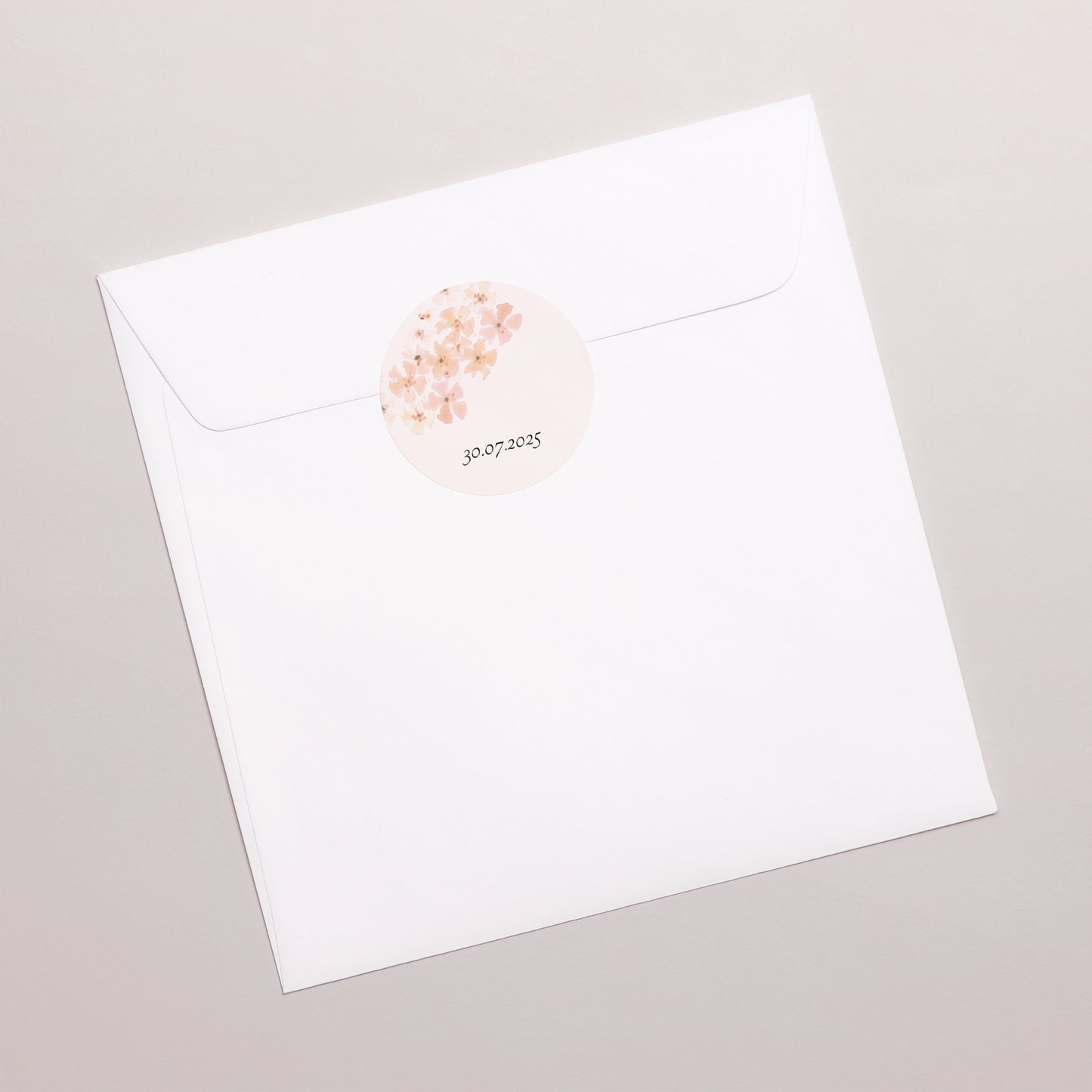 Sticker Geboorte Cirkel Perzik aquarelbloemen foto N° 3