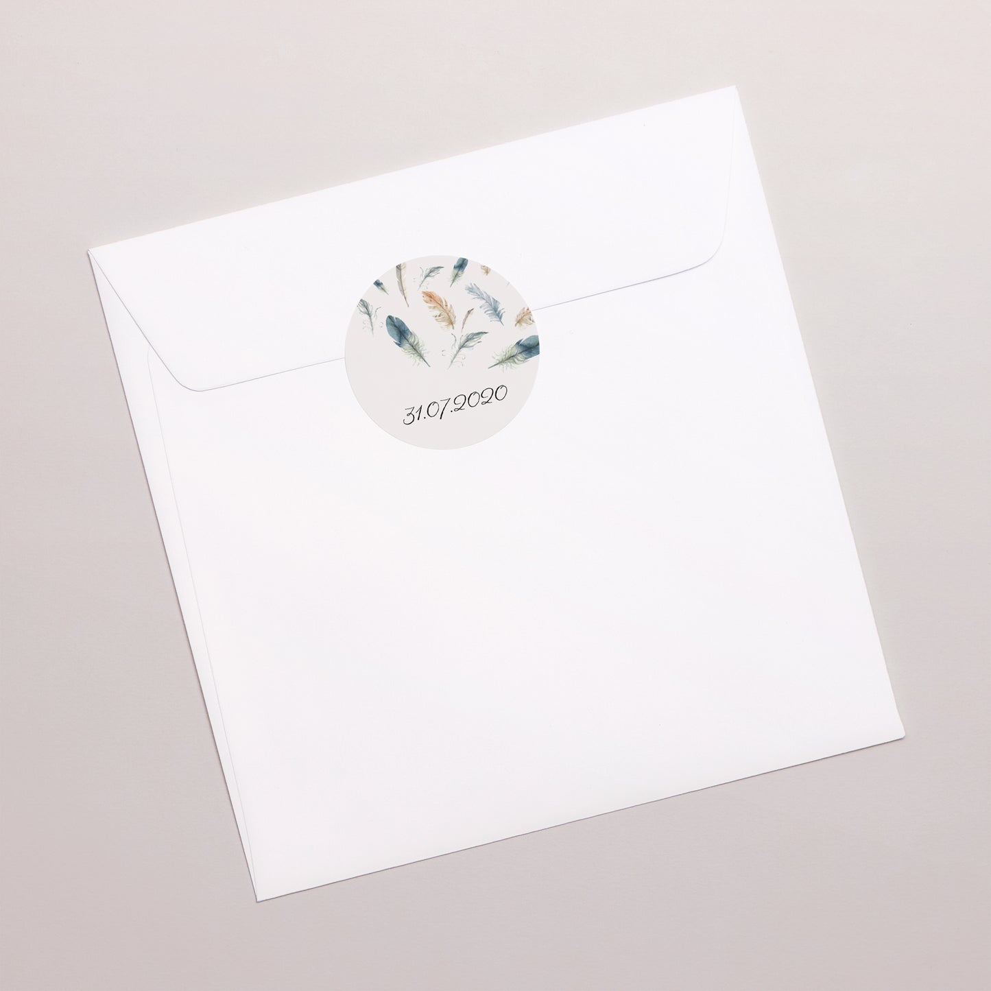 Sticker Geboorte Cirkel Aquarel veren foto N° 3