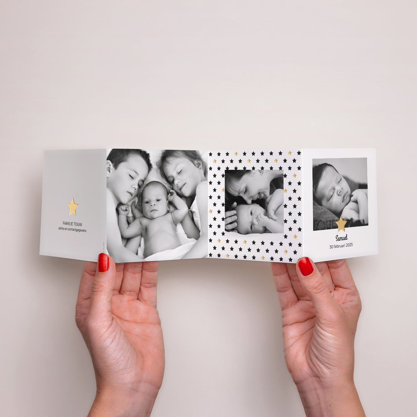 Uitnodigingskaart Geboorte Accordeon De gouden ster foto N° 3
