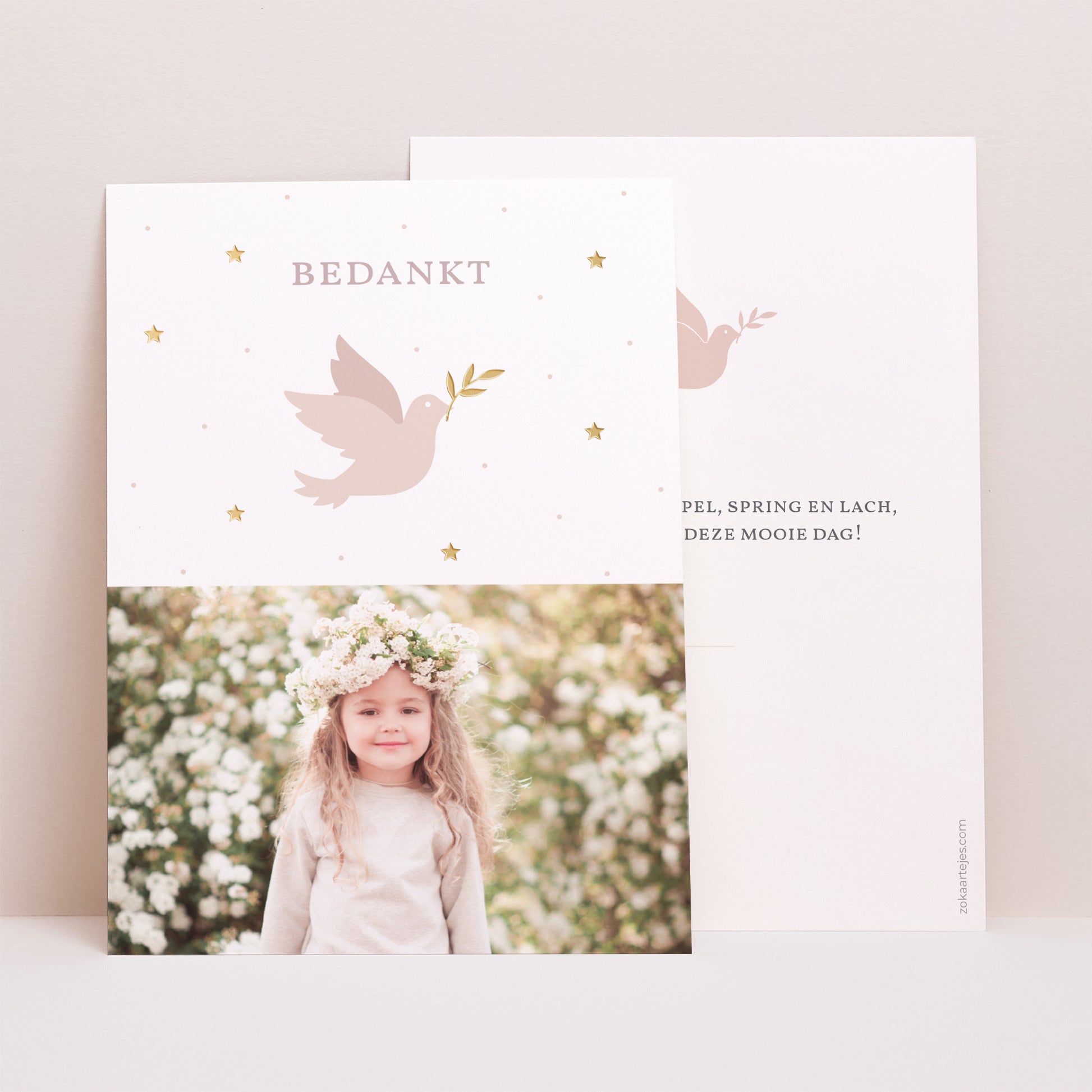 Bedankkaart Communie Portret Heilige Geest Roos foto N° 1