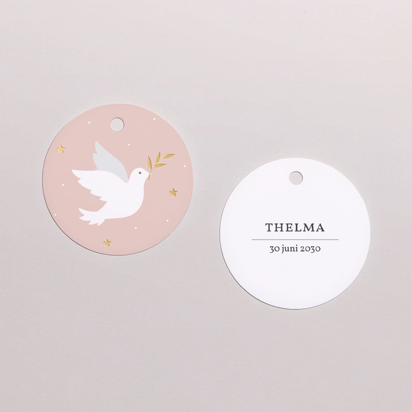 Cadeaulabel Communie Ronde Heilige Geest Roos foto N° 1