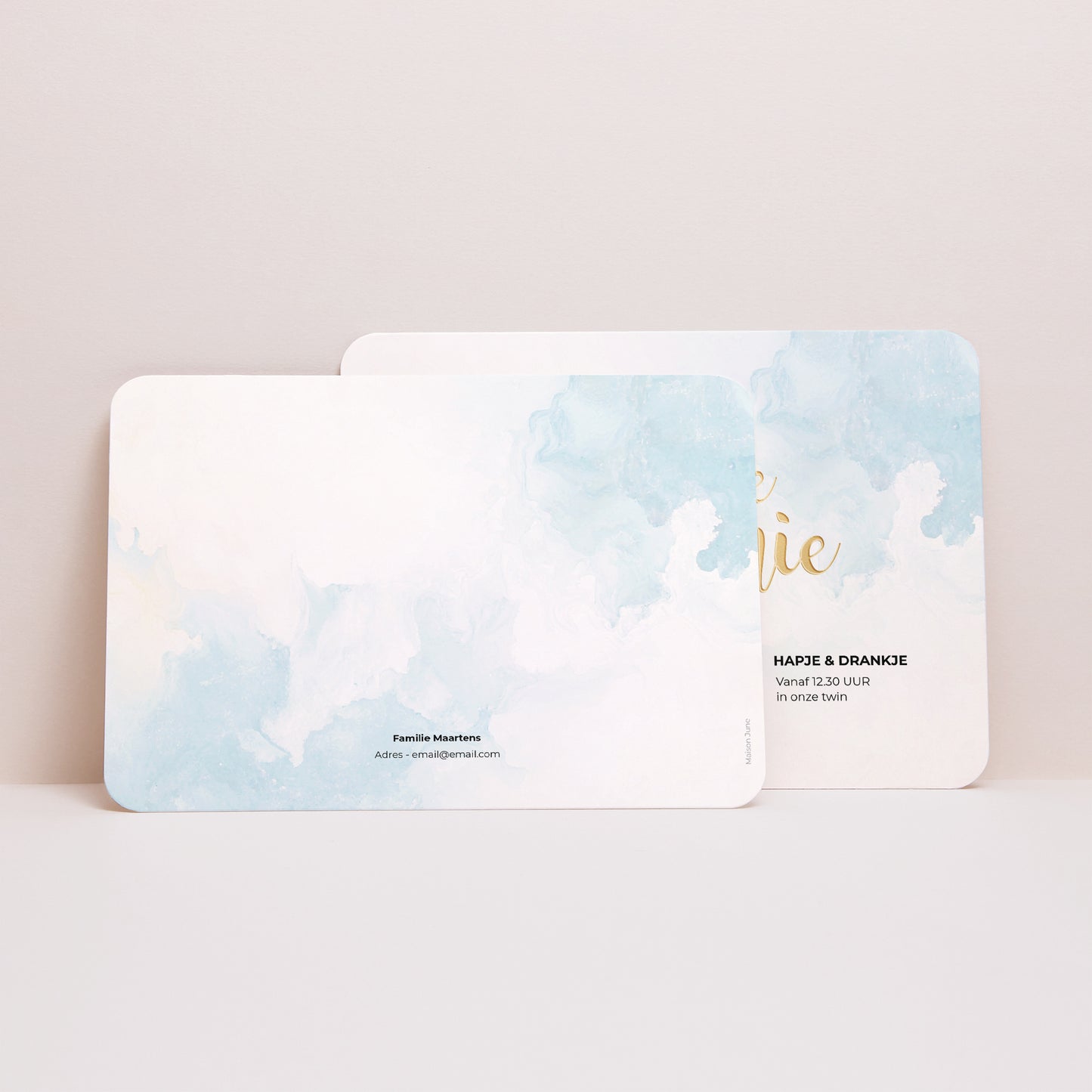 Uitnodigingskaart Communie Landschap, afgeronde randen Gouden aquarel foto N° 3