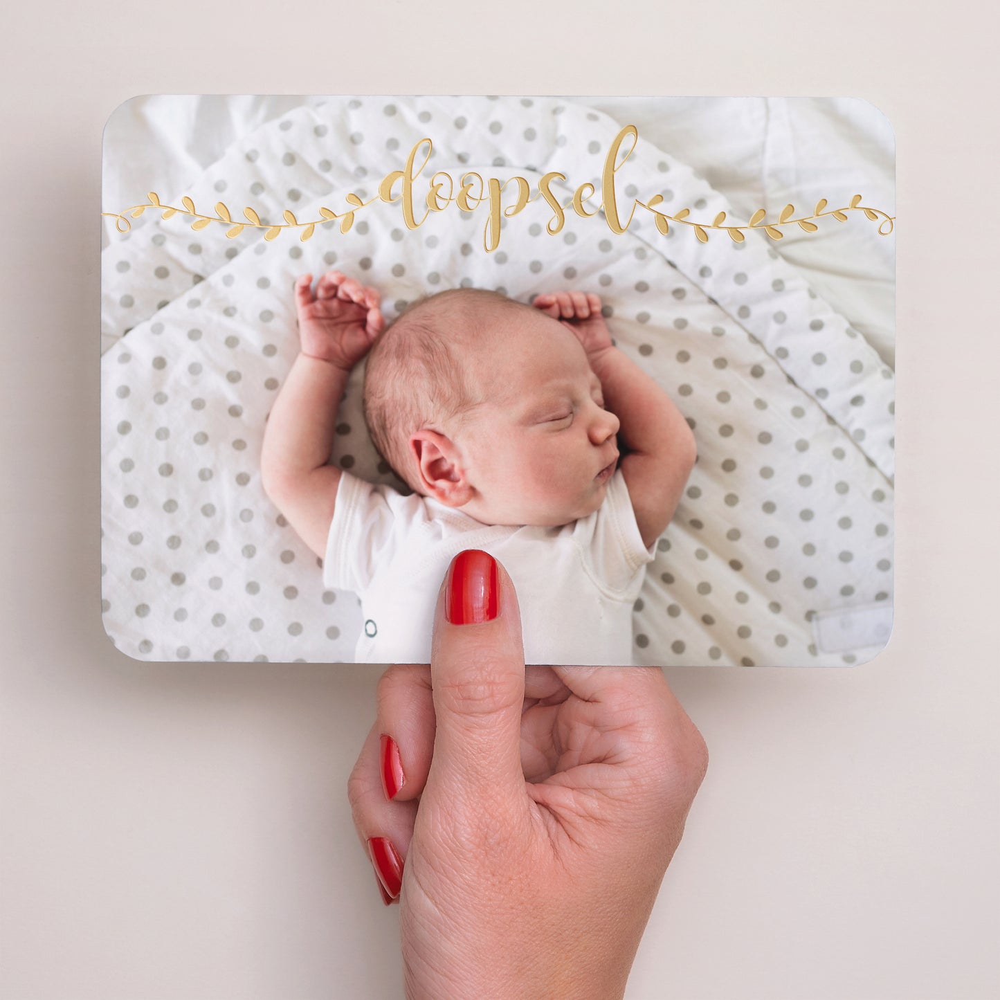 Uitnodigingskaart Doop Landschap, afgeronde randen Doop in goud foto N° 3