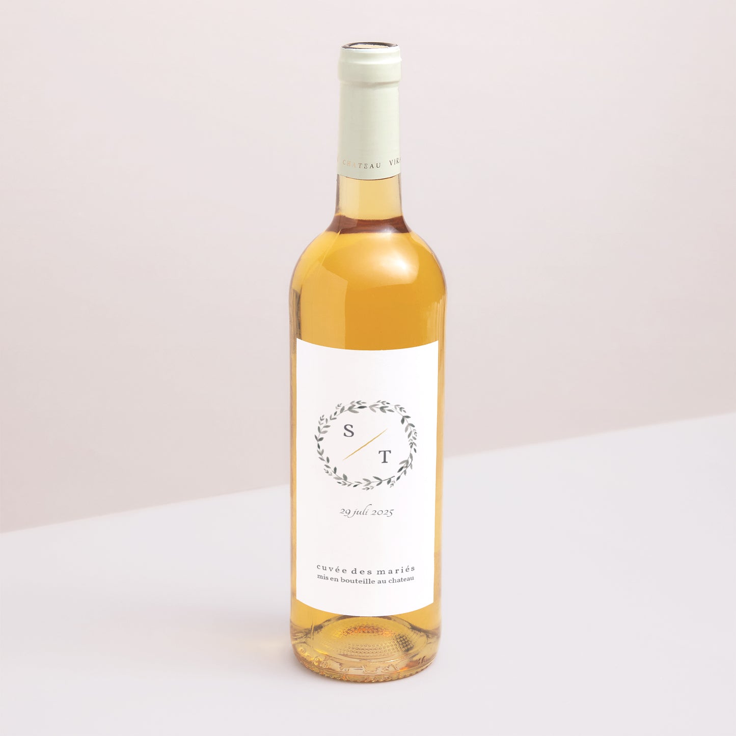 Flesetiket Huwelijk Portret Vintage gebladerte foto N° 1