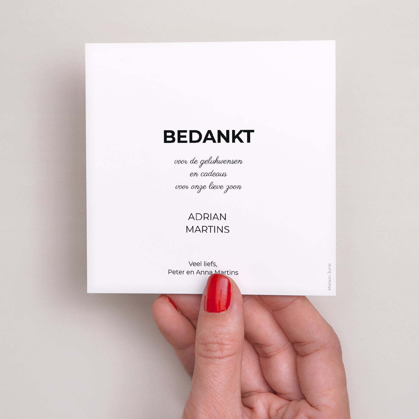 Bedankkaart Geboorte Vierkant Initieel foto N° 3