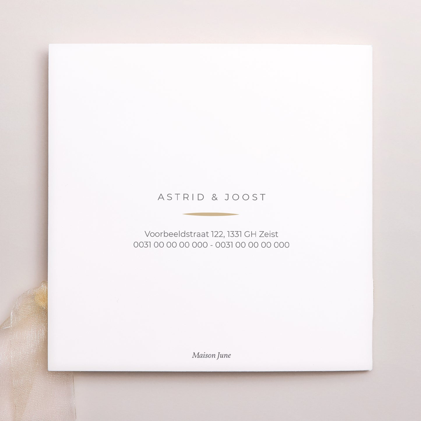 Uitnodigingskaart Huwelijk Vierkante tas, 3 kaarten, label Palmbomen Aquarel foto N° 4