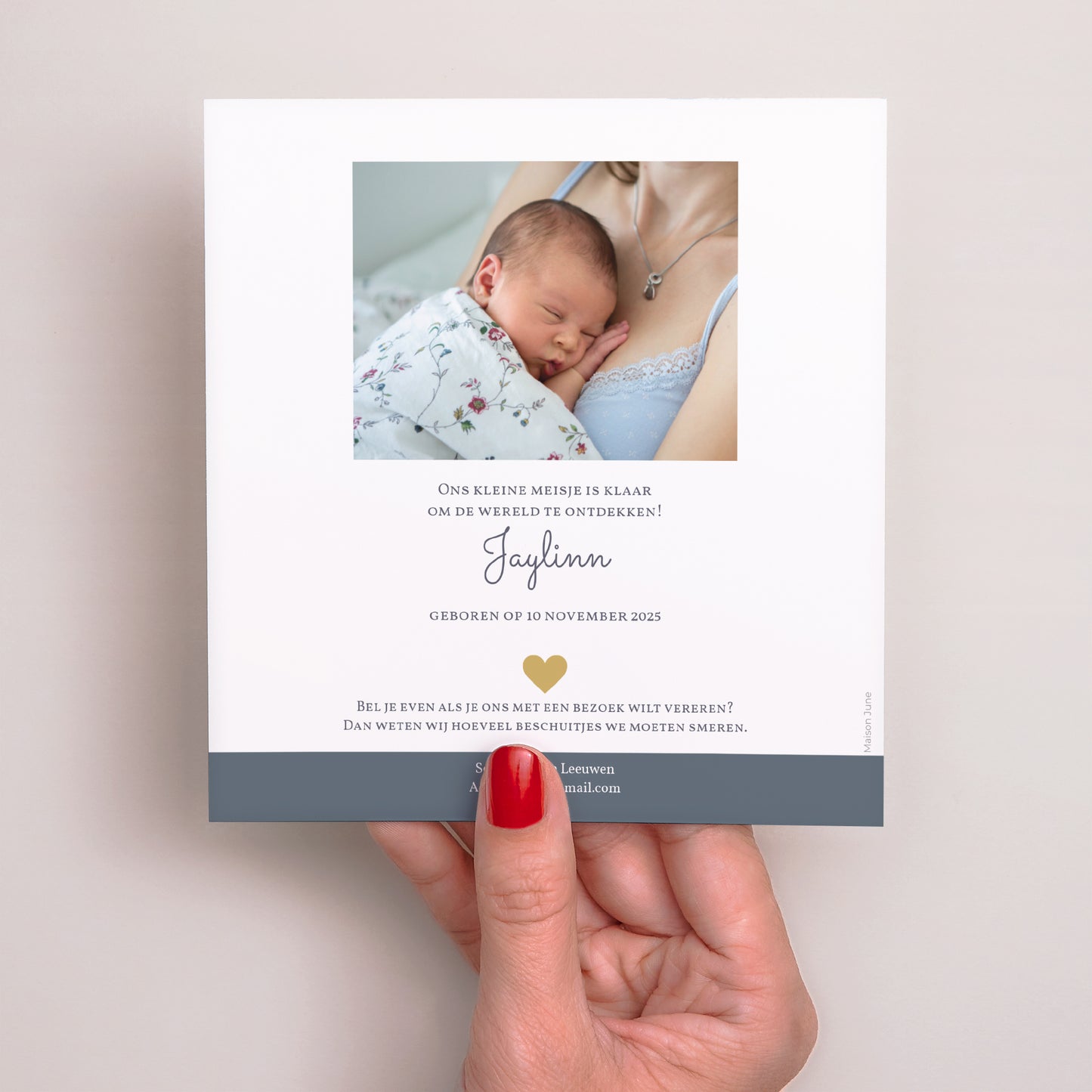 Uitnodigingskaart Geboorte Vierkant Robe à Pois foto N° 3